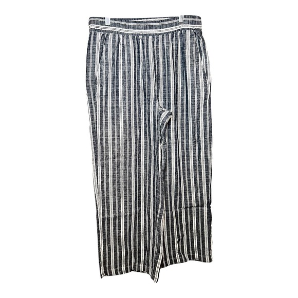 Old Navy Pants - Old Navy Womens High Rise Wide Leg Linen Blend Striped Pants Navy White Size M